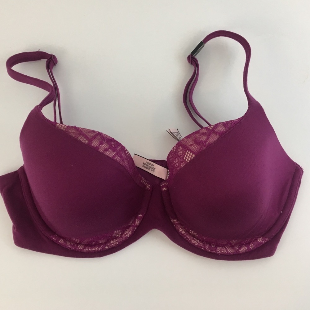 Victoria’s Secret Magenta Lace Trim Bra 32DD